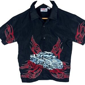 Xtreme Limit Vintage Y2K Button Up Shirt Youth 10/12 Large Tribal Graphic